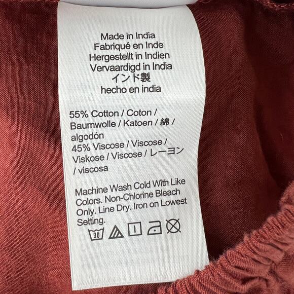 J. CREW Chimney Brown Cotton Blend Puff Sleeve Tassel Tie-Front Crop Top Size S - Picture 8 of 9